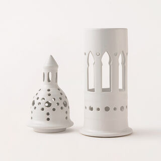 Homez off white ceramic white candle holder 11.3*11.3*38.2 cm