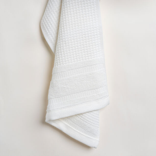 Ambra waffle jacquard/cotton face towel, whtie, 30*50 cm image number 0