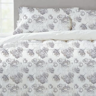 Cottage 6pcs lily grey design microfiber comforter set, king 220*240 cm
