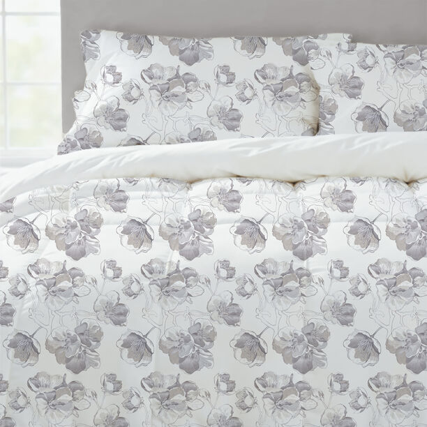 Cottage 6pcs lily grey design microfiber comforter set, king 220*240 cm image number 1