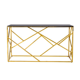 Glass Console Table Gold And Black