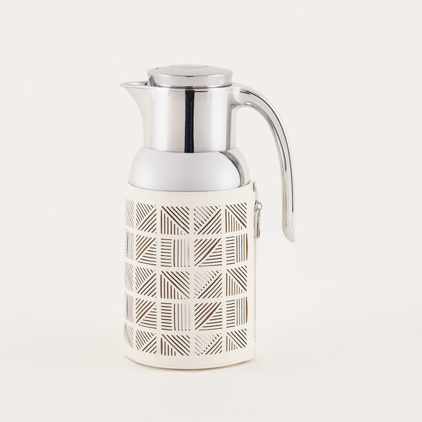 دلتي دلة ستانلس ستيل بلمسة جلد، بيج فاتح 1.3 لتر image number 1