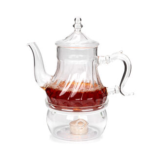 1 Pcs Borosilicate Glass Tea Pot+Heater Set 750Ml