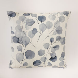 Cottage cotton cushion with leaf pattern 50*50cm, blue