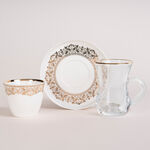 Lamesa 28 Pieces Porcelain Tea And Coffee Set White Gold image number 1