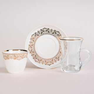 Lamesa 28 Pieces Porcelain Tea And Coffee Set White Gold