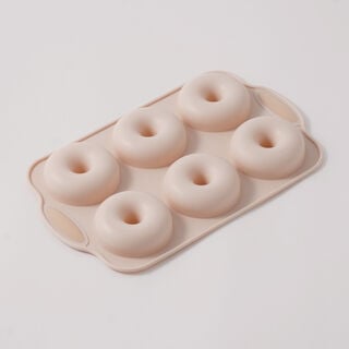 Alberto silicone 6 doughnut cup baking mold 28.5*17.7*2.8cm, beige