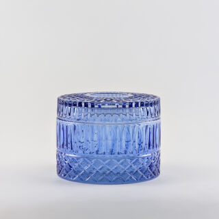 هومز علبة مناديل زجاج أزرق كحلي 16*16*11 سم