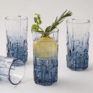 La Mesa Glass Tumbler Set 4Pcs 320Ml, Blue