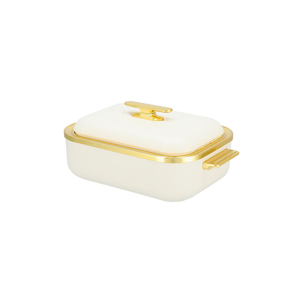 La Mesa matte off white & gold plastic food warmer 4L image number 1