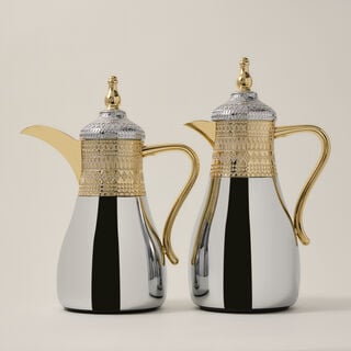 Dallaty jambiyah set of 2 gold & silver steel vacuum flask