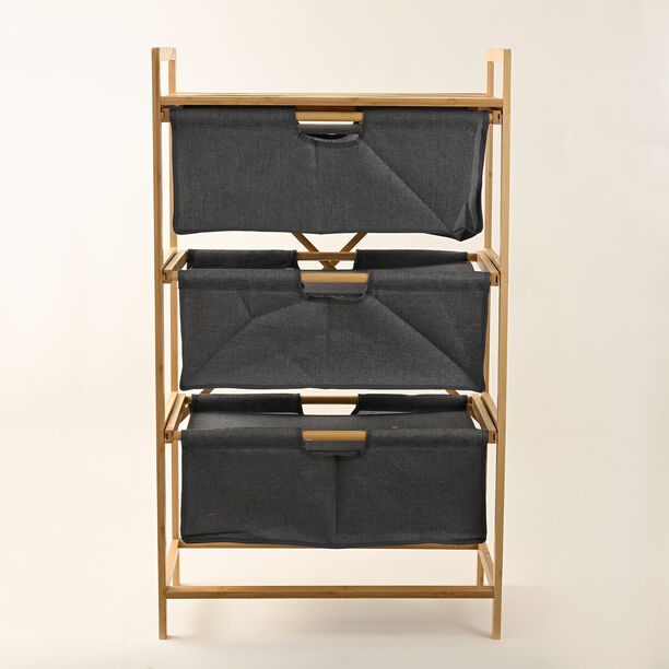 Homez bamboo & linen laundry basket 108*63*33 cm image number 0