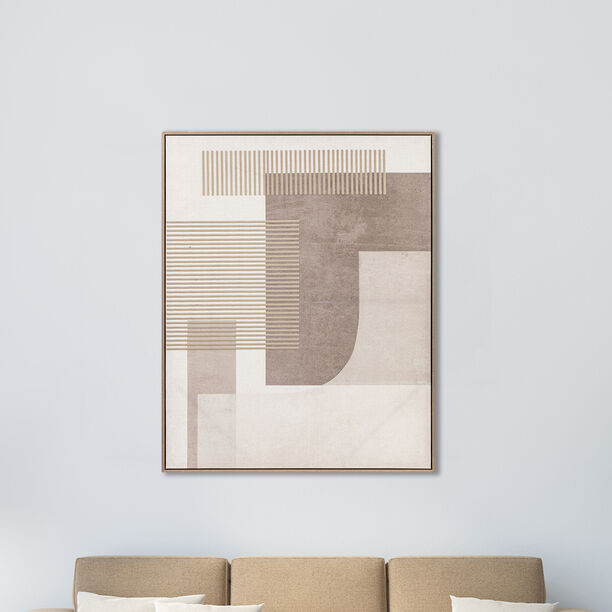 Homez soft geometric shapes canvas wall art in a wooden frame 60* 80*4.5cm image number 1