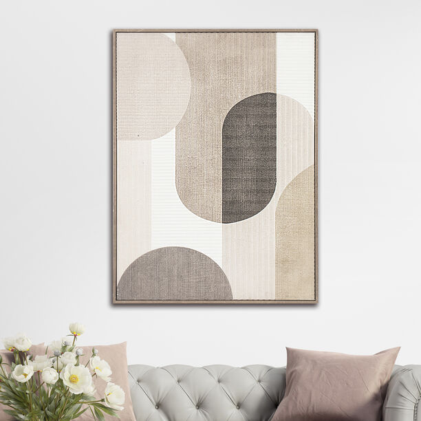 Homez color block cotton canvas art in wooden frame 60* 80*4.5cm image number 0