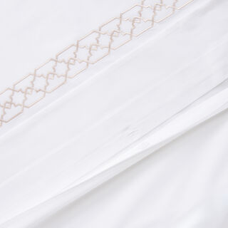 Boutique Blanche Geo Embroidered Duvet Cover Set 100% Cotton 300Tc Champagne 240*200 Cm