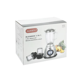 Alberto Steel Blender 3 In1 Glass Jar 400W