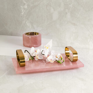 Decorative Tray Rose Quartz Premium Stone