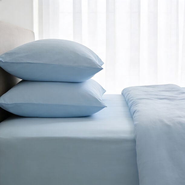 Boutique Blanche Fitted Sheet 100% Cotton 200Tc Percale King, Soft Blue 180*200 Cm image number 4