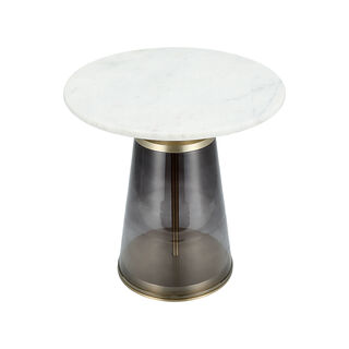 Side Table Glass Base And Marble Top 45*46 cm