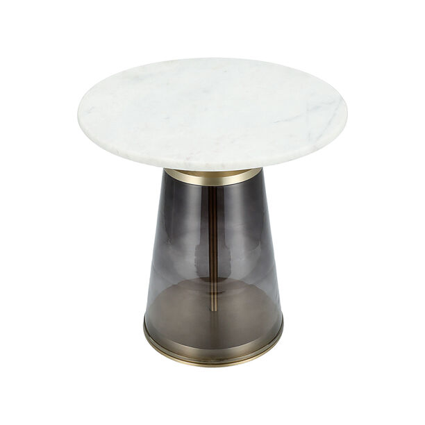 Side Table Glass Base And Marble Top 45*46 cm image number 2