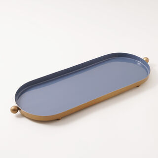 دلتي صينية تقديم معدنية مع يد دائرية، باللون الذهبي 51*17*3سم