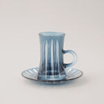 Dallaty 12pcs glass tea set with stripes, dark blue image number 3
