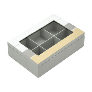 Tea Box 6 Sections Gray and White