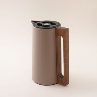 Dallaty steel vacuum flask flask with wood handle 1L, dark beige