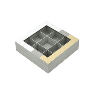 Tea Box 9Sections Gray and White