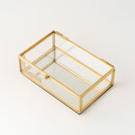 Homez small glass gold edge jewelry box 14*9*4cm image number 1