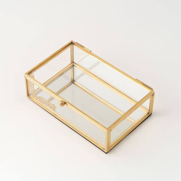 Homez small glass gold edge jewelry box 14*9*4cm image number 1