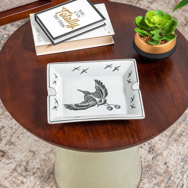 Ashtray White And Bird Patten 19.5 *16.5 * 4 cm image number 0