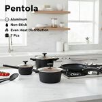 Pentola 7Pcs Aluminum Non Stick Cookware Set With Glass Lids, Matt Black image number 0