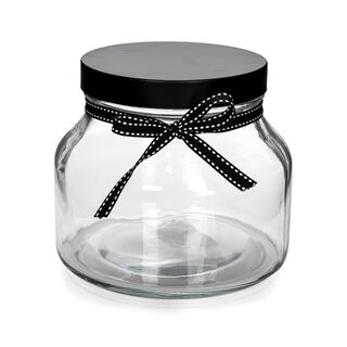 Alberto Glass Storage Jar With Metal Lid And Ribbon V:1400Ml