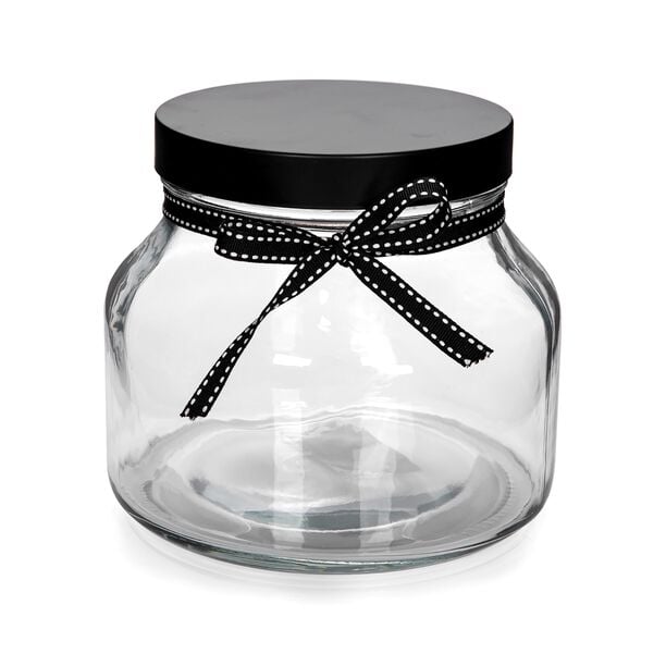 Alberto Glass Storage Jar With Metal Lid And Ribbon V:1400Ml image number 0
