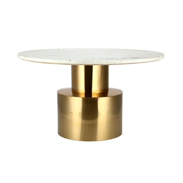 White Round Marble Center Table With Steel 77*77*43 Cm image number 1