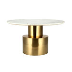 White Round Marble Center Table With Steel 77*77*43 Cm image number 1