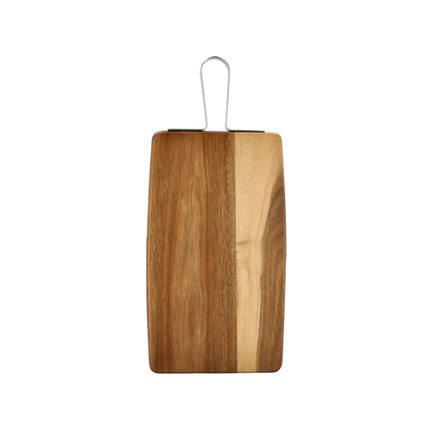  Acacia Wood Square Serving Tray With Steel Handle image number 0
