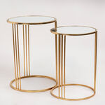 Side Table Set Of 2 Gold With Mirror Top Big image number 0
