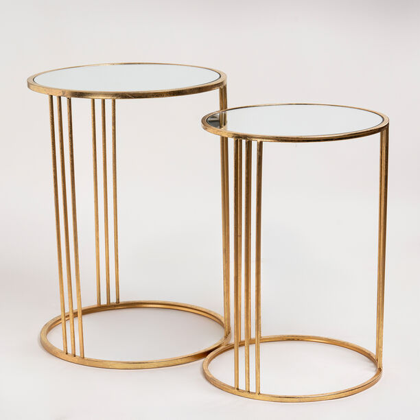 Side Table Set Of 2 Gold With Mirror Top Big image number 0