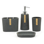 Polyresin Bath Set 4 Pieces Sand Gray image number 2
