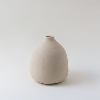 Homez Clay Stone Vase 18*18*20Cm, Offwhite