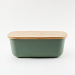 Alberto plastic bread box with bamboo lid, green 36.5*25.5*13.3 cm image number 1