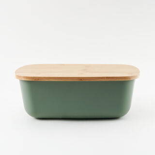 Alberto plastic bread box with bamboo lid, green 36.5*25.5*13.3 cm