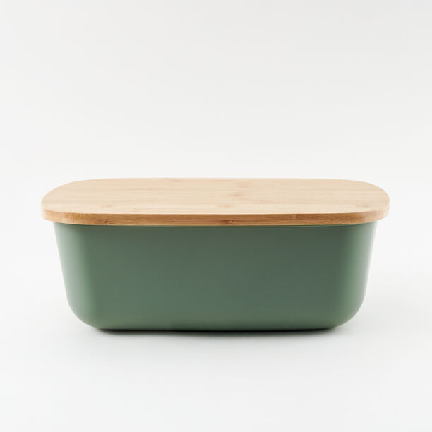 Alberto plastic bread box with bamboo lid, green 36.5*25.5*13.3 cm image number 1