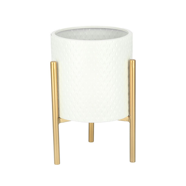 Metal Planter With Gold Legs White image number 0