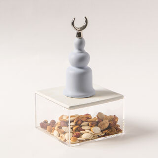 La Mesa mauve acrylic decorative box with silver crecent 12*12*23.3