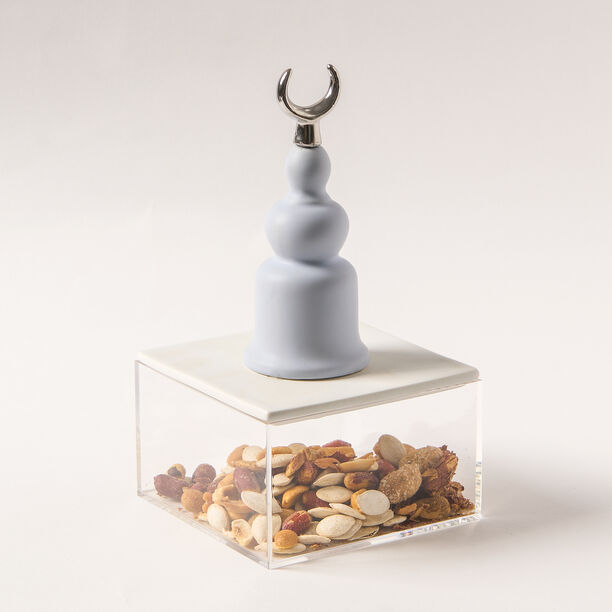 صندوق ديكور آكريلك مع هلال فضي من لا ميسا باللون البنفسجي 12*12*22.3 سم image number 2