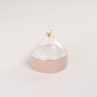 Dallaty beige porcelain date bowl with lid 12.6*12.6*14 cm