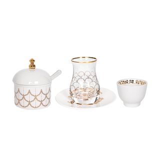 Lamesa Porcelain Tea And Coffee Set 21 Pieces Majestic White Gold